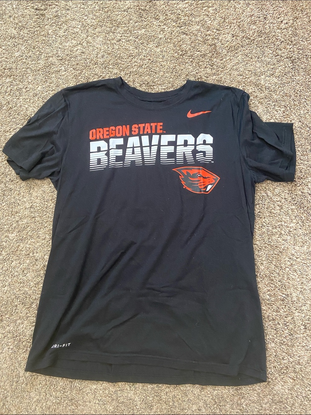 ✏️ ☀️ 🎃 Nike Black Oregon State Beavers Graphic Tee with Orange and White Logo
